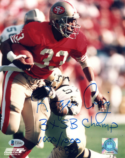 Roger Craig Autographed San Francisco 49ers 8x10 Photo W/ 3X SB Champ 1000/1000 "85" Beckett Authenticated