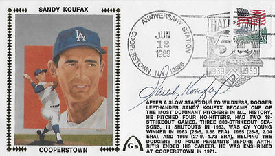 Sandy Koufax Autographed Los Angeles Dodgers Hall Of Fame Cache JSA Authenticated