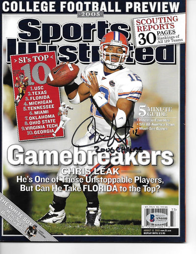 Chris Leak Autographed Florida Gators 2006 National Champions Sports Illustrated 8/15/05 W/ 06 Champs Beckett Authenticated