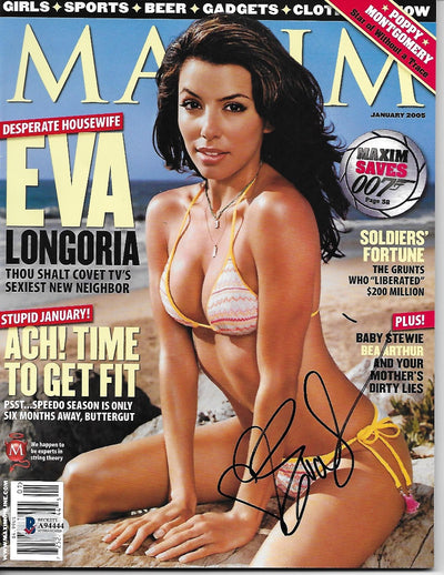 Eva Longoria Autographed Desperate Housewife's January 2005 Maxim Beckett Authenticated
