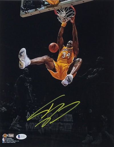 Shaquille O'Neal Autographed Los Angeles Lakers Spotlight 11x14 Photo Beckett Witnessed