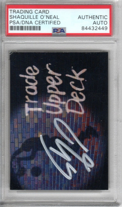 Shaquille O'Neal Autographed Lakers Encapsulated 1993 Upper Deck NBA Draft Redemption Trading Card 1a PSA AUTHENTIC AUTO