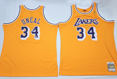 Shaquille O'Neal Autographed Los Angeles Lakers 1996-97 Gold Mitchell & Ness Swingman Jersey Beckett Witnessed
