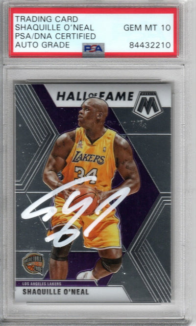 Shaquille O'Neal Autographed Lakers Encapsulated 2019-20 No. 281 Panini Mosaic Hall of Fame Trading Card PSA GEM MT 10 84432215