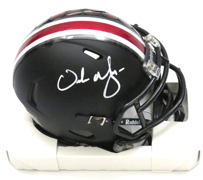 Urban Meyer Autographed Ohio State Buckeyes Black Mini Helmet Beckett Witnessed White Paint