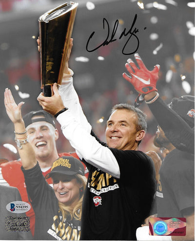 Urban Meyer Autographed Ohio State Buckeyes Spotlight 2014 National Champions  8x10 Photo Beckett Witnessed