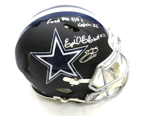 emmitt smith autographed helmet Emmitt Smith and Ezekiel Elliott Autographed Dallas Cowboys Riddell Fl