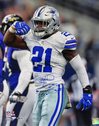 Ezekiel Elliott Autographed Dallas Cowboys Feed Me 16x20 Photo Beckett Witnessed