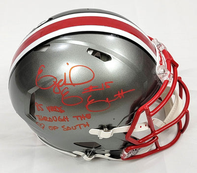 Ezekiel Elliott Autographed Ohio State Buckeyes Riddell Speed Authentic Flash Helmet W/Inscription Beckett Witness