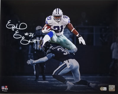 Ezekiel Elliott Autographed Dallas Cowboys Spotlight 16x20 Photo Beckett Witnessed